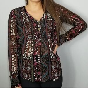 Veronica Beard Floral Printed Button Blouse Top